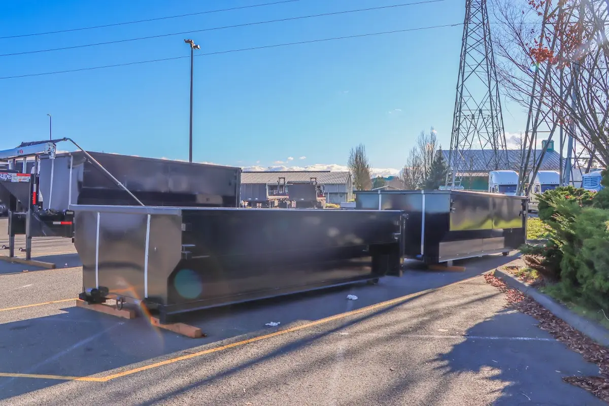 Roll-off dumpster ready for waste disposal at job site for Roll Off Dumpster Rental in Woodfin